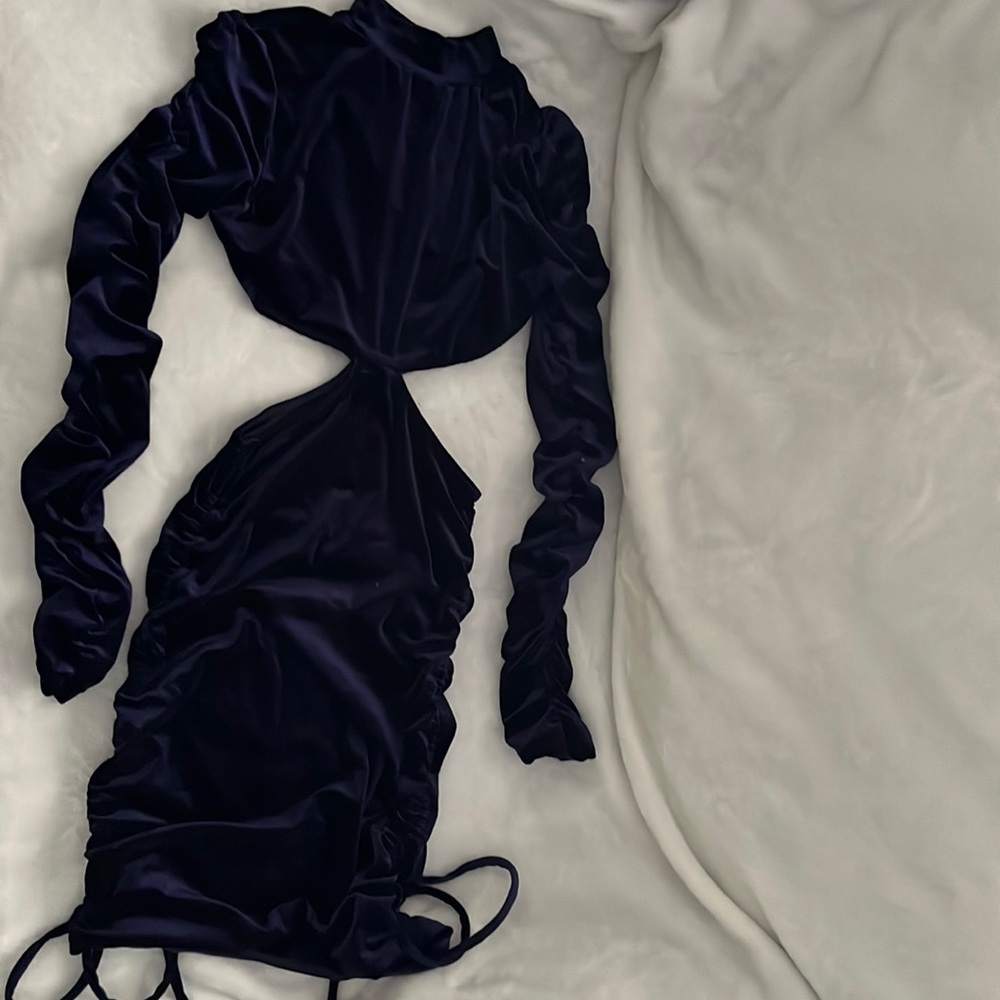 Navy blue velvet dress